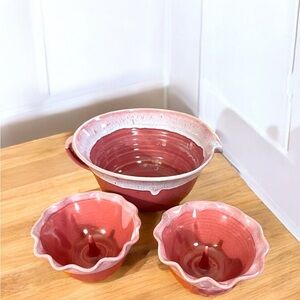 John & Derrick Gerrou Pottery: Mixing Bowl & 2 Apple Bakers Vintage!